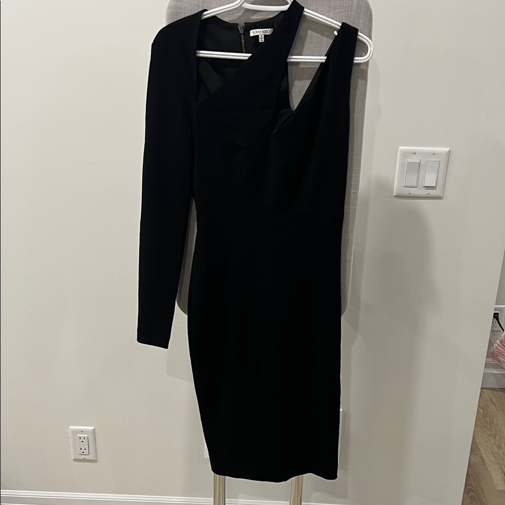 Ronny Kobo Collection Elegant Black One-Shoulder Dress